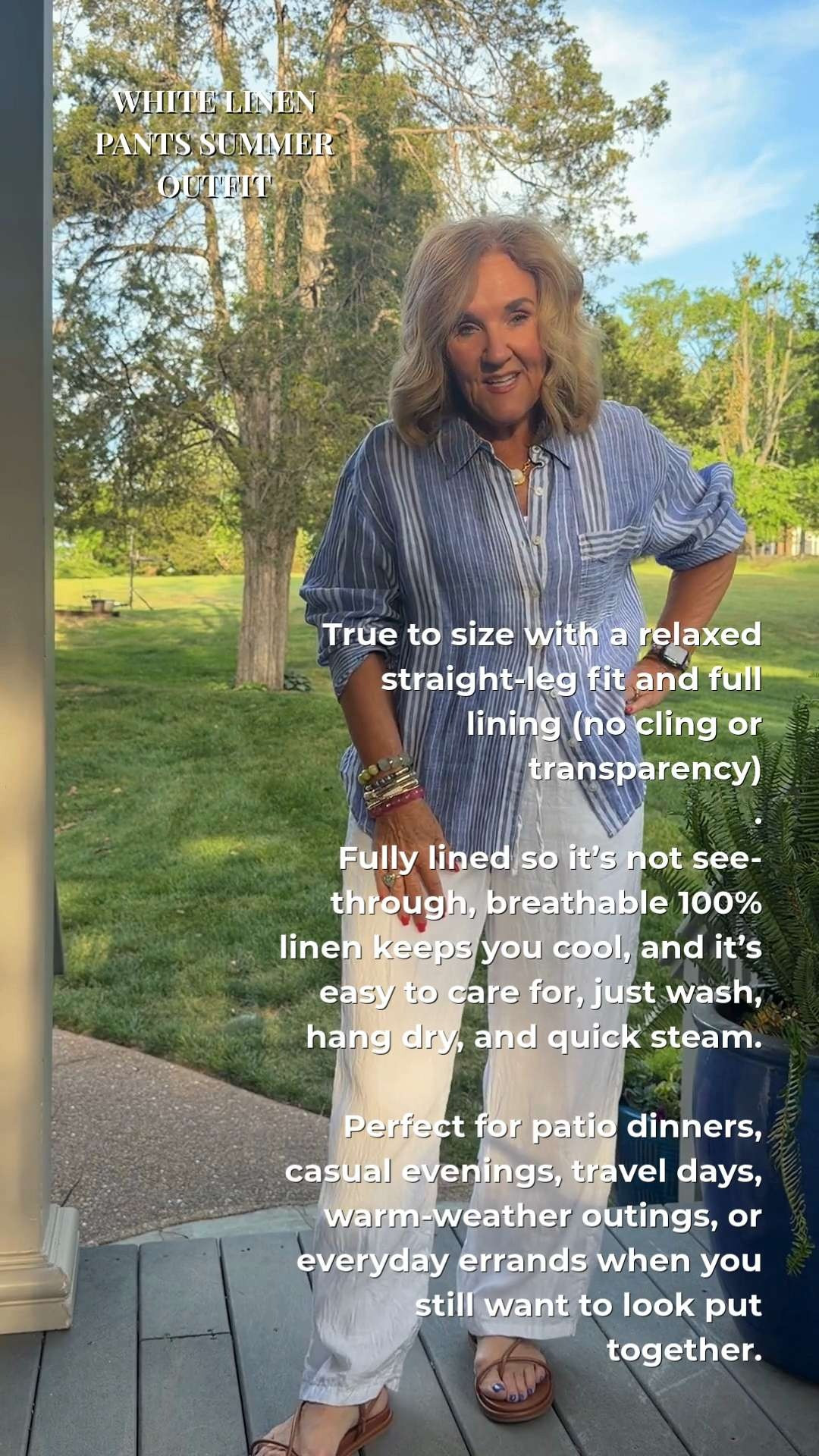 Tap the bell 🔔, heart ❤️ this post, and save for later!

If you’ve ever skipped white pants because they’re too sheer—this solves it.

These are 100% linen and lined, so you get airflow without worrying about transparency. Light, breathable, and they don’t cling.

True to size with a relaxed straight-leg fit. Easy to care for—wash, hang dry, quick steam and done.

Perfect for dinners outside, travel days, or simple summer outfits with sandals.

If you’ve been waiting for a reliable white linen pair, this is a good time to grab them. 

 #LTKootd #LTKSeasonal #LTKOver40