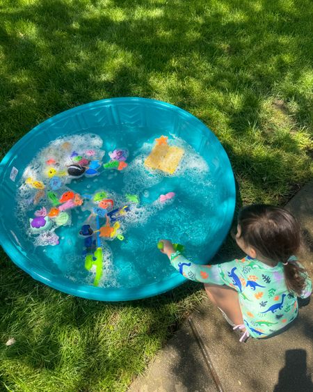 Toddler outdoor activity: fishing game! They love these fish and the treasure chest + coins. 

Baby pool. Toddler pool. Toddler outdoor activities. Toddler activities. Outdoor toys. Summer toys. Outdoor activities. 

#LTKKids #LTKSeasonal