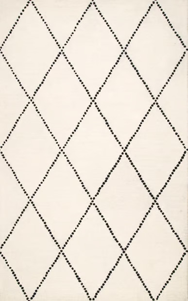 Ivory Dotted Diamond Trellis Nursery Area Rug | Rugs USA