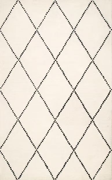 Ivory Dotted Diamond Trellis Nursery Area Rug | Rugs USA