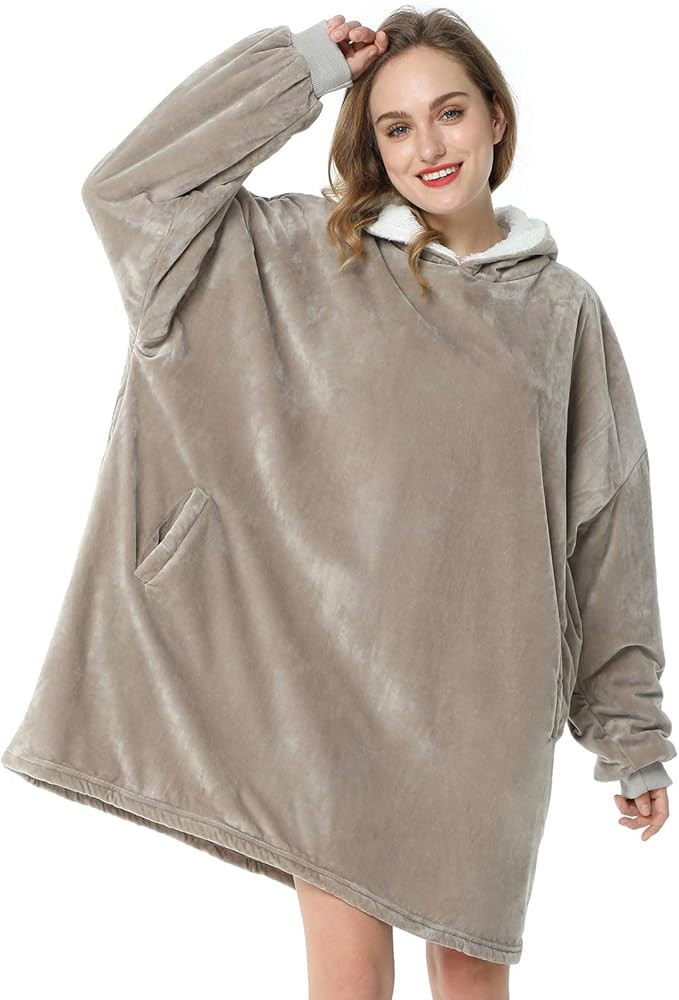 LetsFunny Oversized Hooded Blanket Sweatshirt, Super Soft Warm Comfortable Sherpa Wearable Blanke... | Amazon (US)