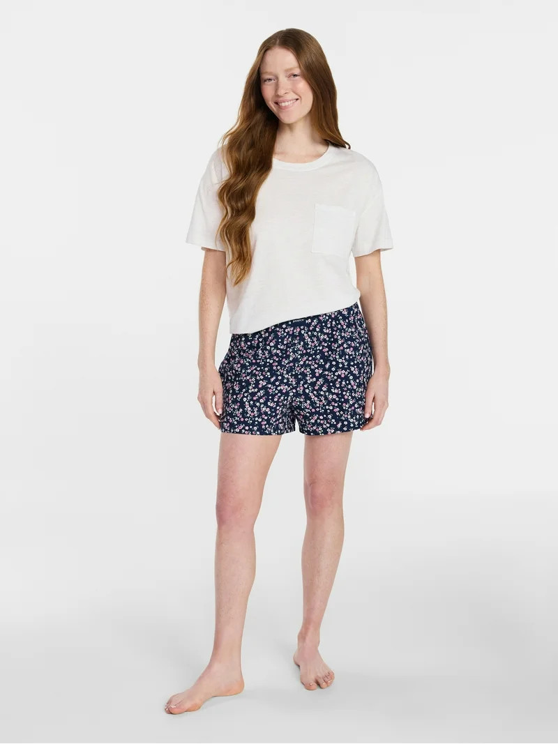 Joyspun Women's Woven Pajama Boxer Shorts, 3'' Inseam, Sizes XS-3X | Walmart (US)