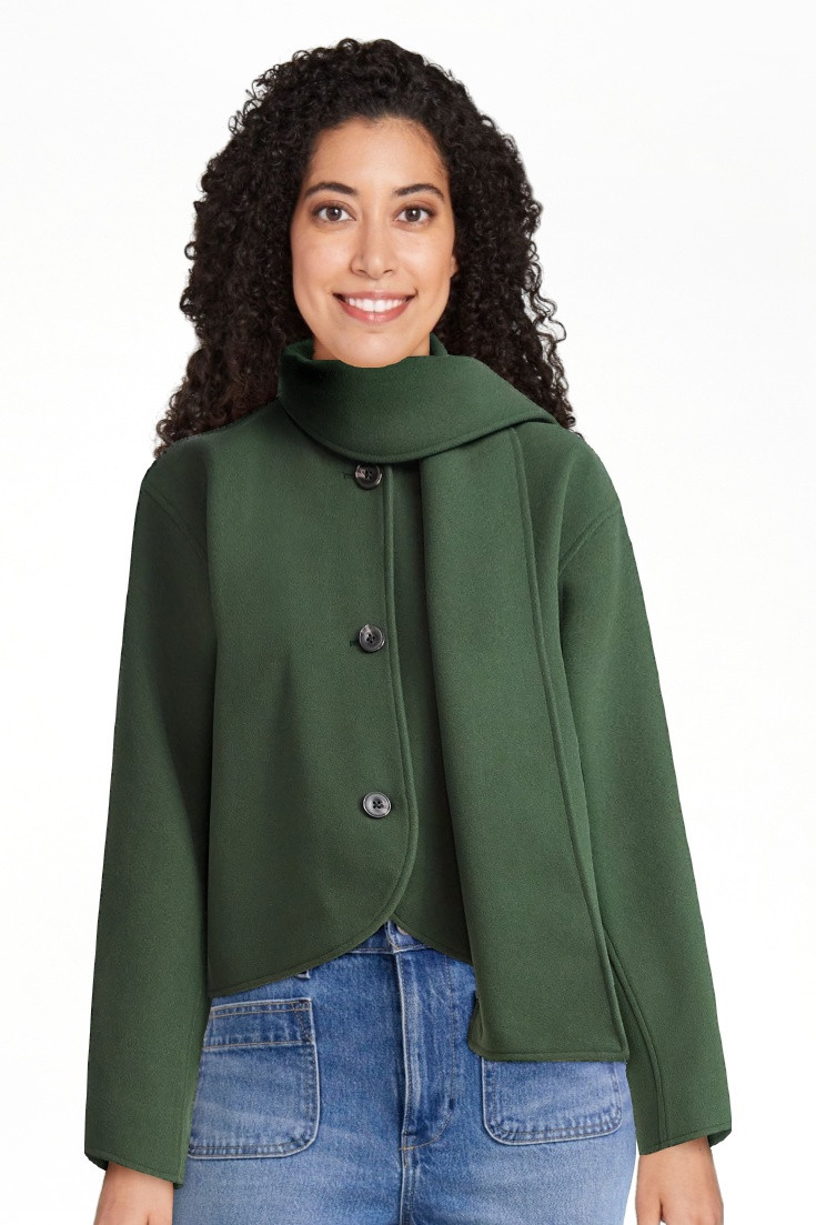 Free Assembly Women's Faux Wool Jacket with Scarf, Sizes XS-XXL | Walmart (US)