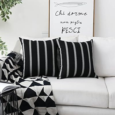 Home Brilliant Classic Black White Stripes Lace Throw Pillow Covers Decorative Euro Shams, 2 Pack... | Amazon (US)