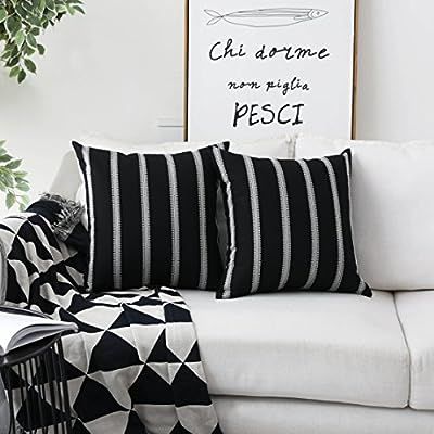 Home Brilliant Classic Black White Stripes Lace Throw Pillow Covers Decorative Euro Shams, 2 Pack... | Amazon (US)