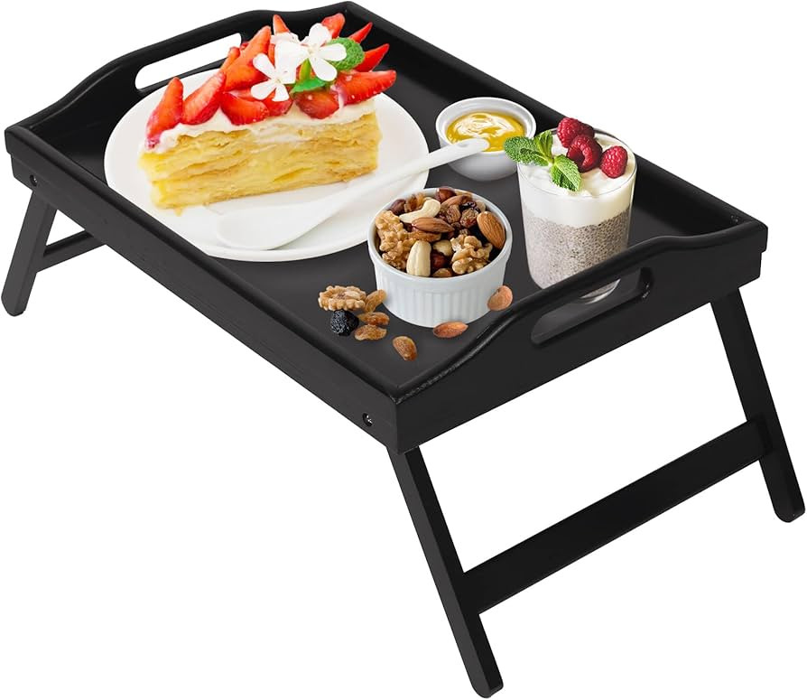 Bed Tray Table Folding Legs with Handles Breakfast Food Tray for Sofa,Bed,Eating,Drawing,Platters... | Amazon (US)