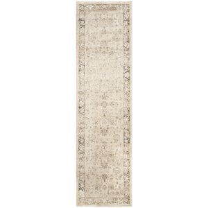 Safavieh Vintage 2'2" x 14' Runner Rug in Ivory and Black | Cymax