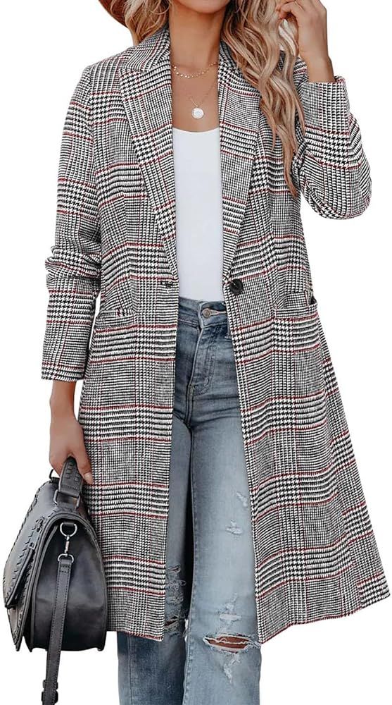 CHICZONE Women's Notch Lapel Double Breasted Mid Long Pea Coat Wool Blend Overcoat Winter Outwear | Amazon (US)