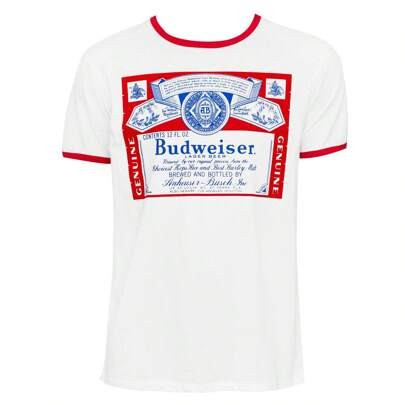 Budweiser White Ringer Tee Shirt | SHEIN