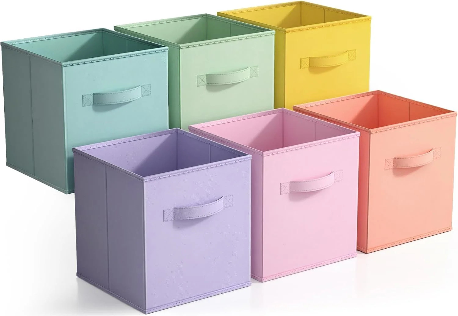 Sorbus Pastel Colors Cube Storage Bins: Foldable Fabric Basket Organizer for Baby Nursery, Childr... | Walmart (US)