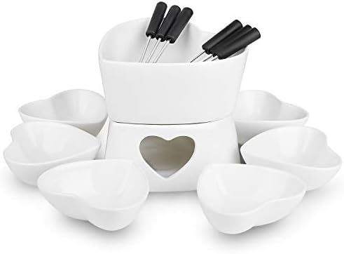 [Bigger Size and Improved] Zen Kitchen Fondue Pot Set, Glazed Ceramic Fondue Set for Chocolate Fo... | Amazon (US)