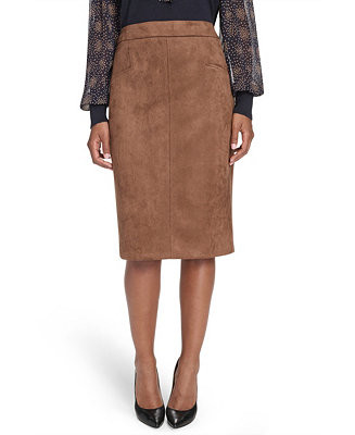 Women's Scuba Suede Knee Length Pencil Skirt | Macy's