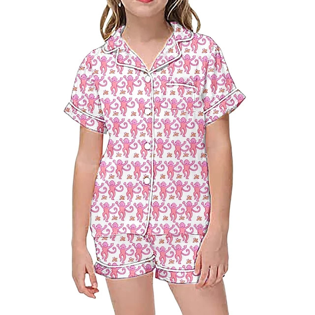 Conjunto de pijama con estampado de conejo para niños, camisa de manga corta y pantalones cortos... | AliExpress (US)