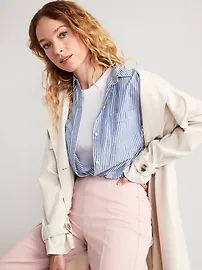 Oversized Striped Shirt for Women | Old Navy (US)