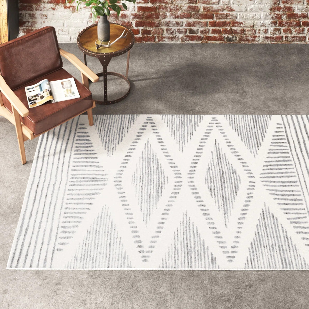 Marnie Tribal Area Rug for Living Room Bedroom Dining Room Kitchen, Light Grey/Ivory | Wayfair North America