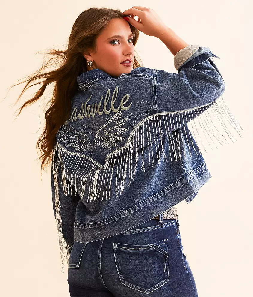 Nashville Rhinestone Fringe Denim Jacket | Buckle