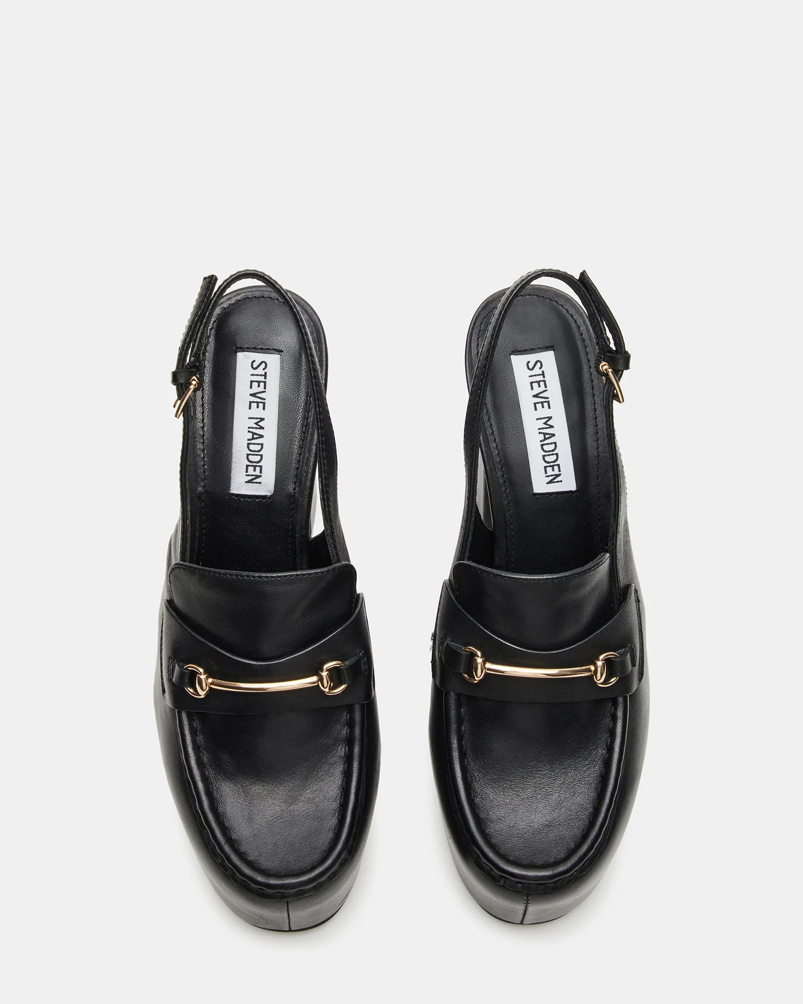 QUINN Black Leather Platform Slingback Heel | Women's Heels | Steve Madden (US)