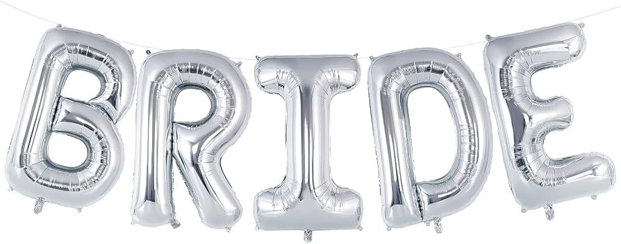 40 Inch Silver BRIDE Balloons, Giant Bride To Be Balloon, Letter Balloons for Bachelorette Party,... | Amazon (US)