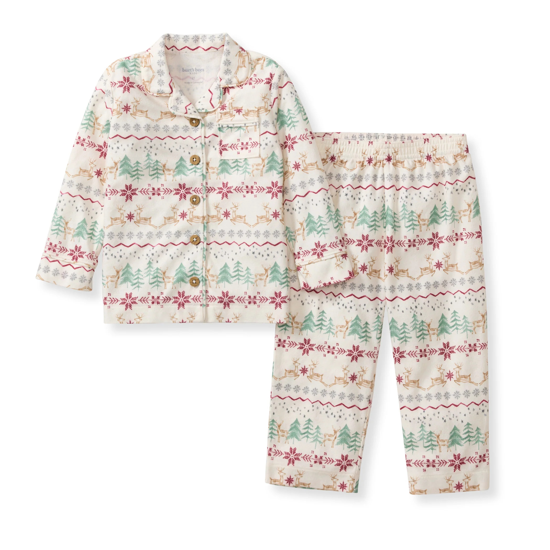 Magical Forest Fair Isle Flannel Two-Piece Pajamas | Burts Bees Baby