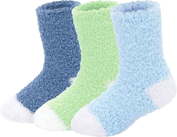 American Trends Kids Fuzzy Socks Toddler Girls Warm Socks Winter Cozy Fluffy Socks Christmas Slip... | Amazon (US)