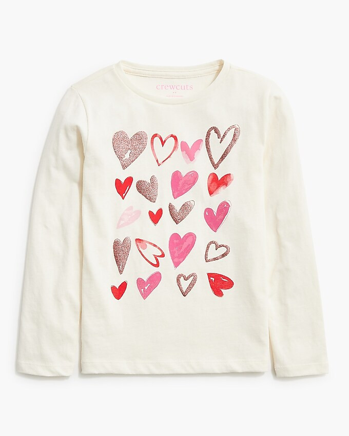 Girls' long-sleeve heart graphic tee | J.Crew Factory