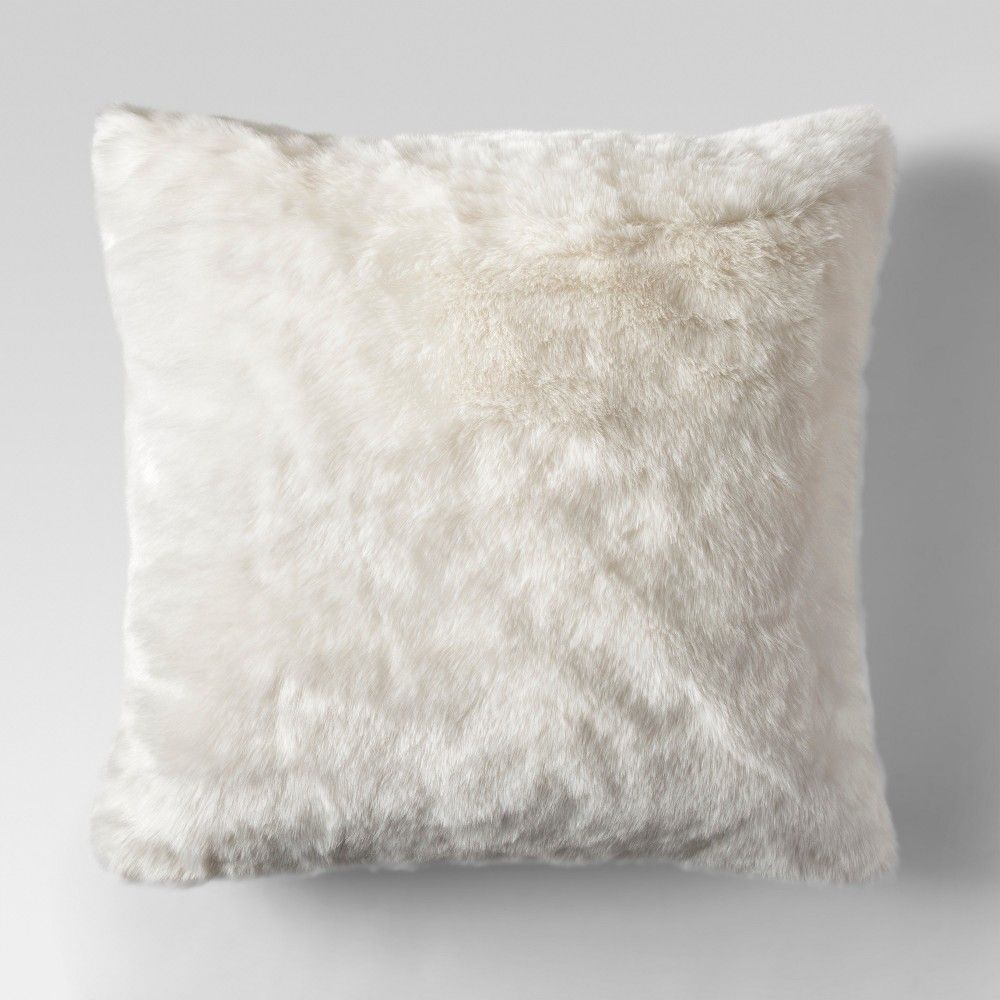 Cream Faux Fur Oversized Throw Pillow - Threshold , Beige | Target