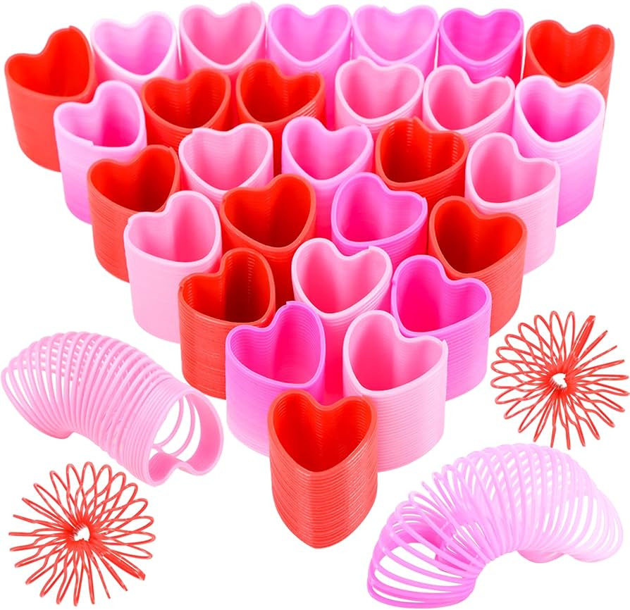 FOIMAS 30pcs Valentine's Day Party Favor Spring Coil Toy Heart Coil Spring Fidget Stress Toy for ... | Amazon (US)