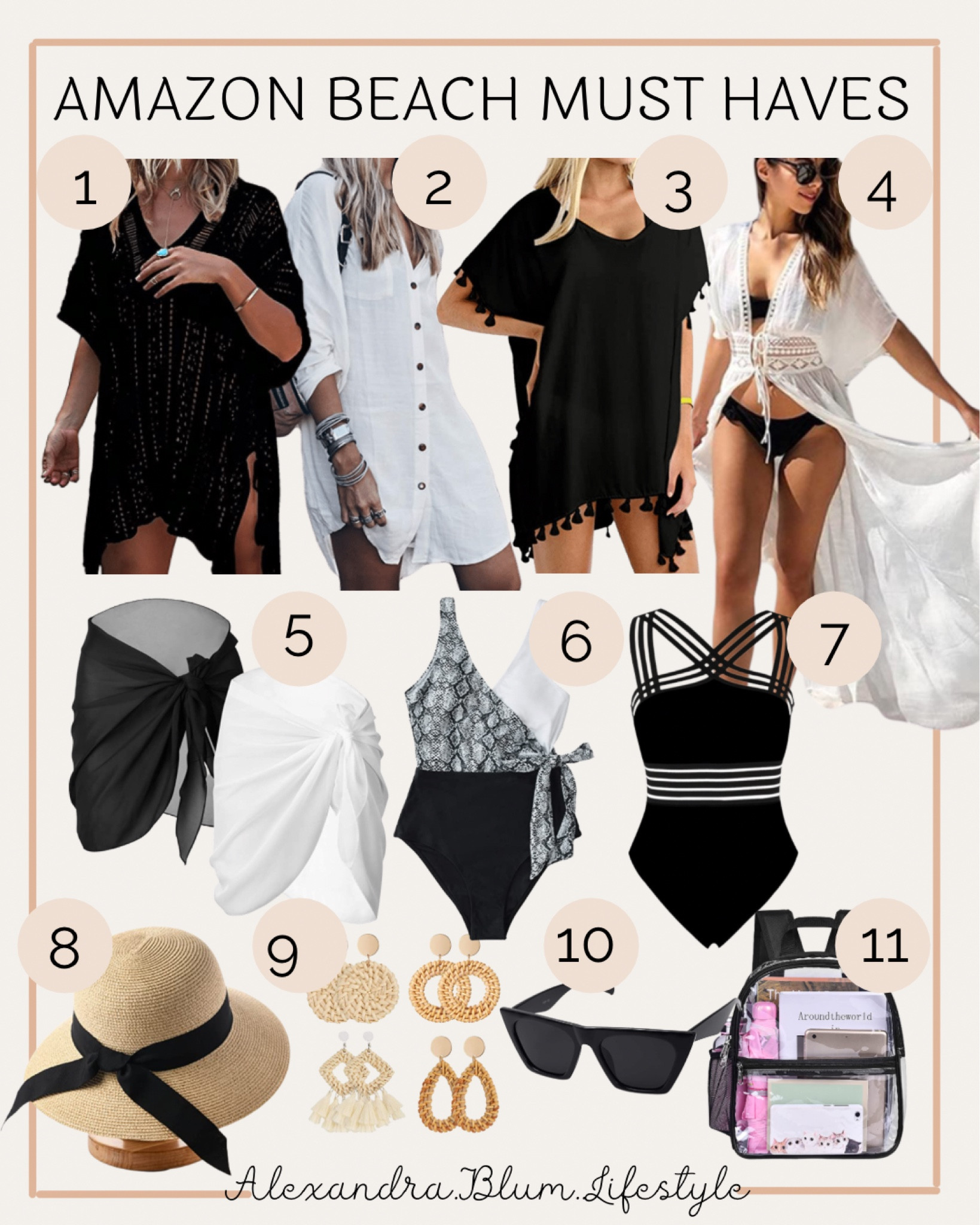Amazon beach outfit ideas! Vacation outfits! One piece swimsuits, swimsuit cover ups, straw hat, dangle beach earrings, sunglasses, and clear backpack!! 

#LTKtravel #LTKswim #LTKU