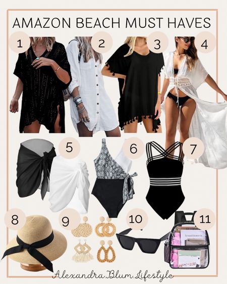 Amazon beach outfit ideas! Vacation outfits! One piece swimsuits, swimsuit cover ups, straw hat, dangle beach earrings, sunglasses, and clear backpack!! 

#LTKtravel #LTKswim #LTKU