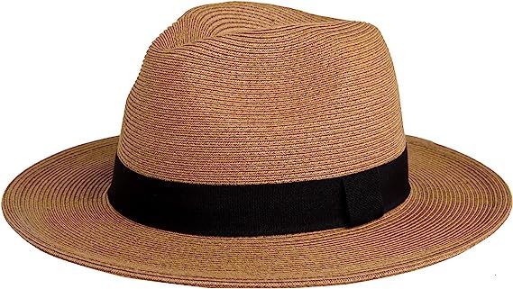 Pineapple&Star Sun Straw Fedora Beach Hat Fine Braid UPF50+ for Both Women Men | Amazon (US)