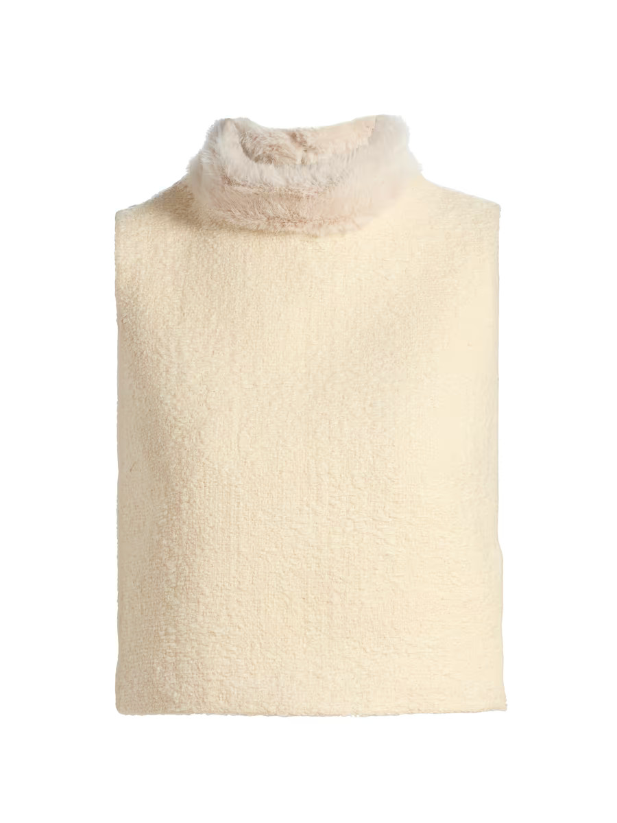 Cara Cara Gina Faux Fur-Collar Tweed Boucle Top | Saks Fifth Avenue | Saks Fifth Avenue