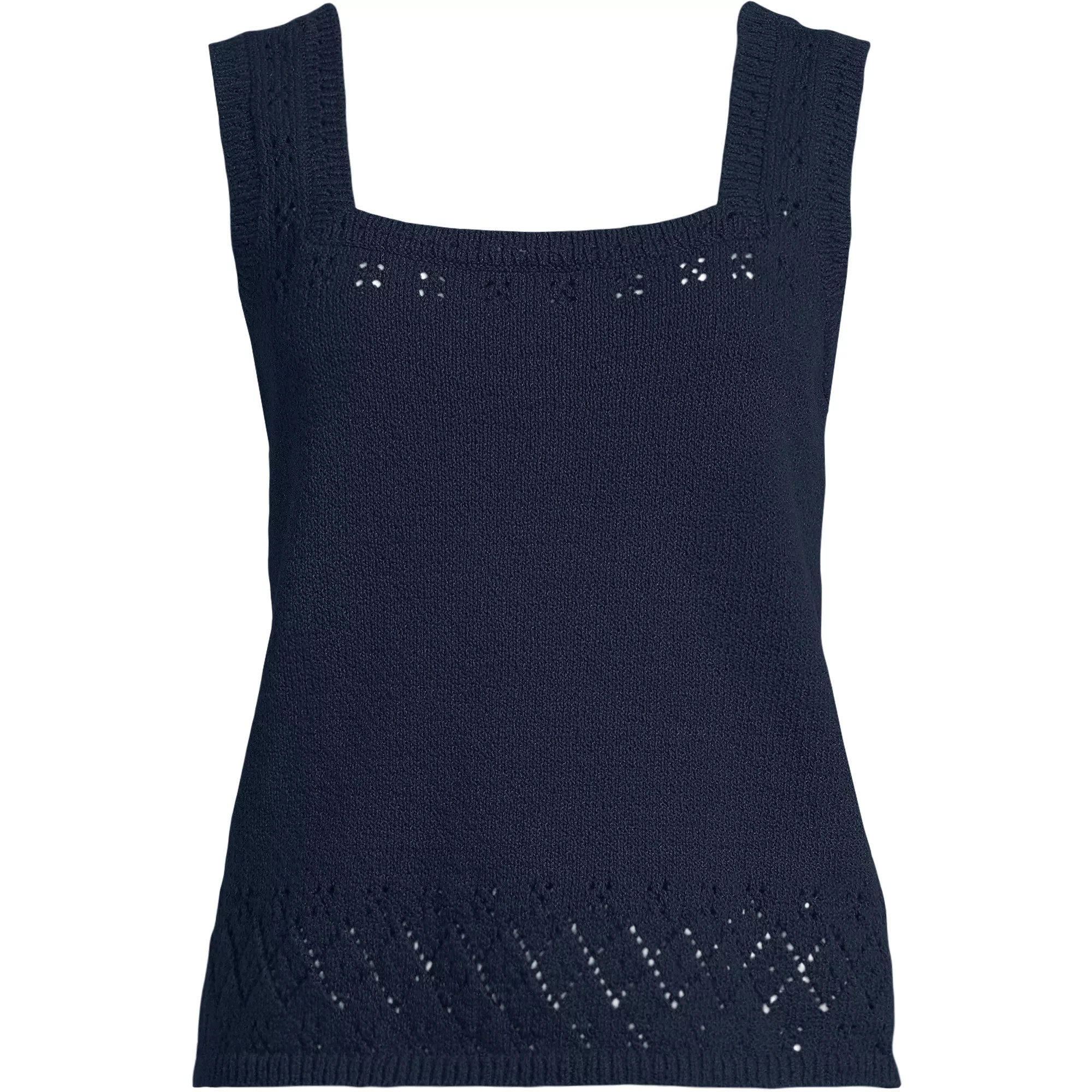 Women's Pointelle Square Neck Tank Sweater | Lands' End (US)