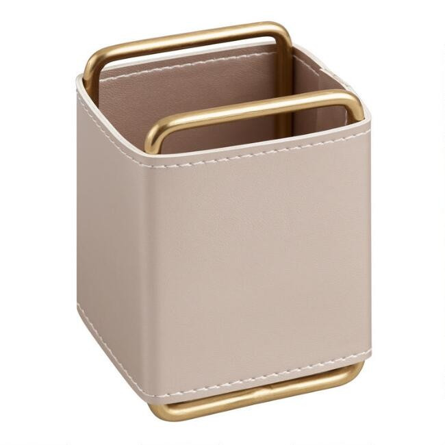 Champagne Vegan Leather Nicole Pencil Cup | World Market