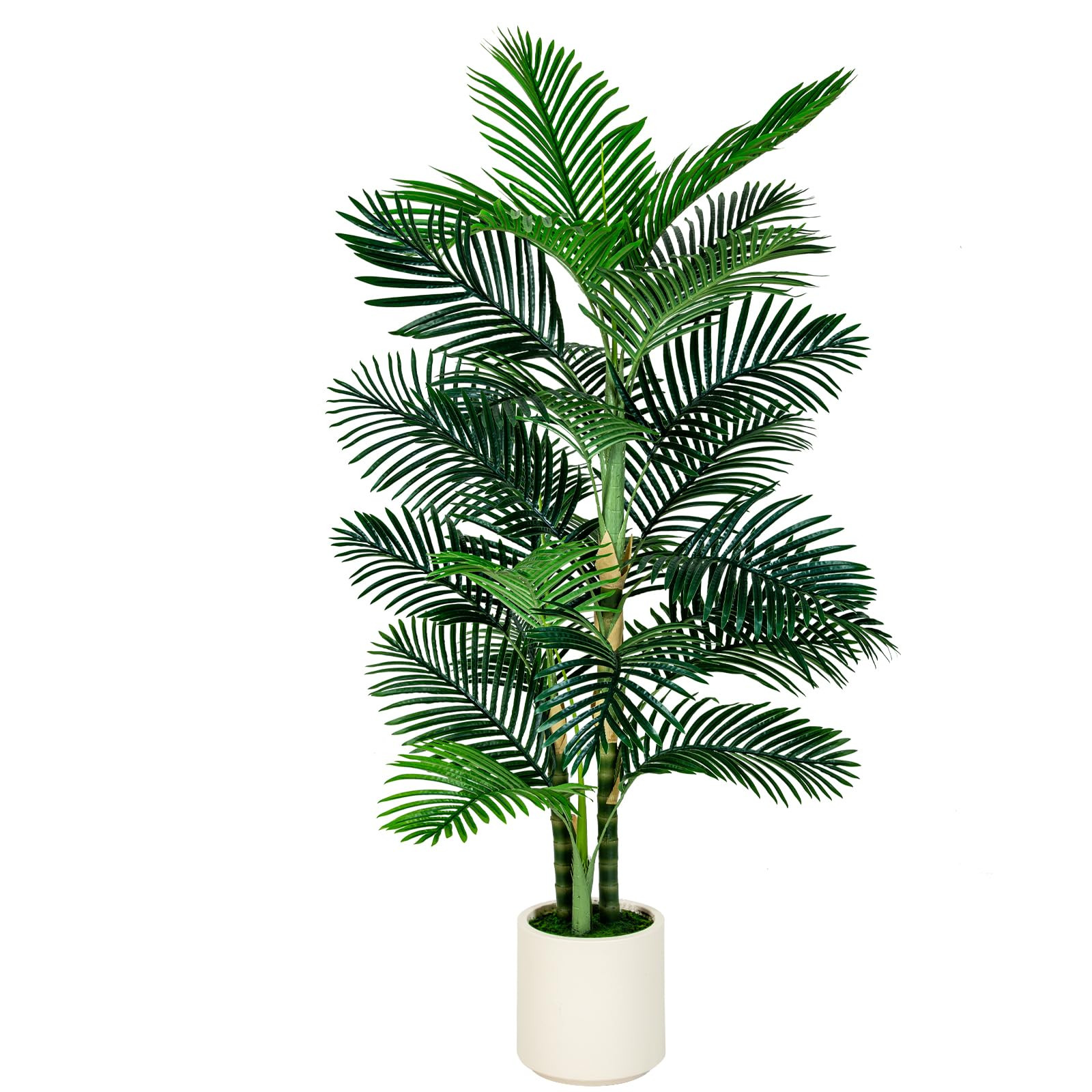 6ft Golden Cane Palm Artificial Tree, Fake Palm Plant with White Planter, for Indoor Home Office ... | Amazon (US)