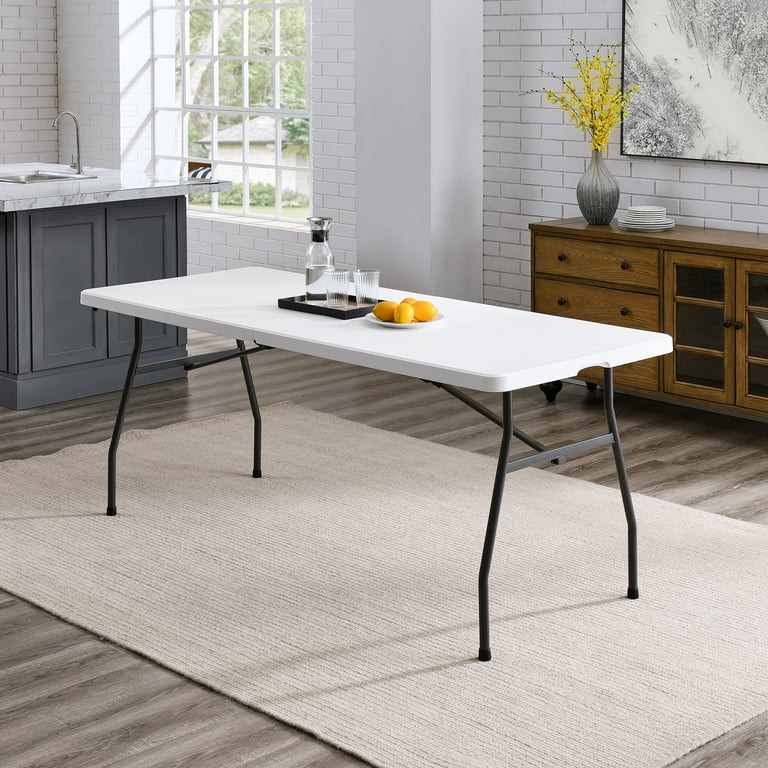 Mainstays 6' Premium Rectangle Centerfold Folding Table, White | Walmart (US)