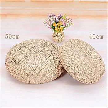 MAHAO Straw Flat Seat Cushion, Handmade Floor Pouf Mat, Ottoman Footstool for Meditation, Zen, Yo... | Amazon (US)