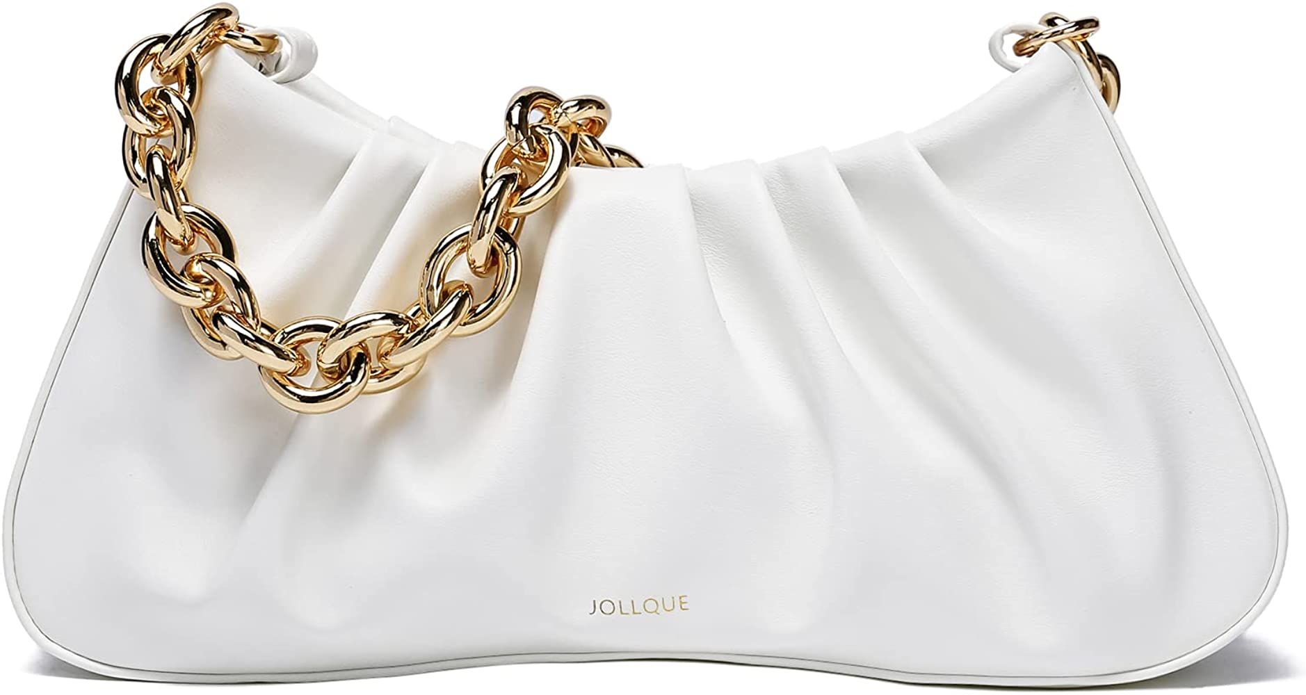 JOLLQUE Shoulder Bag for Women,Small Leather Handbag Purse,Gold Chain Clutch | Amazon (US)