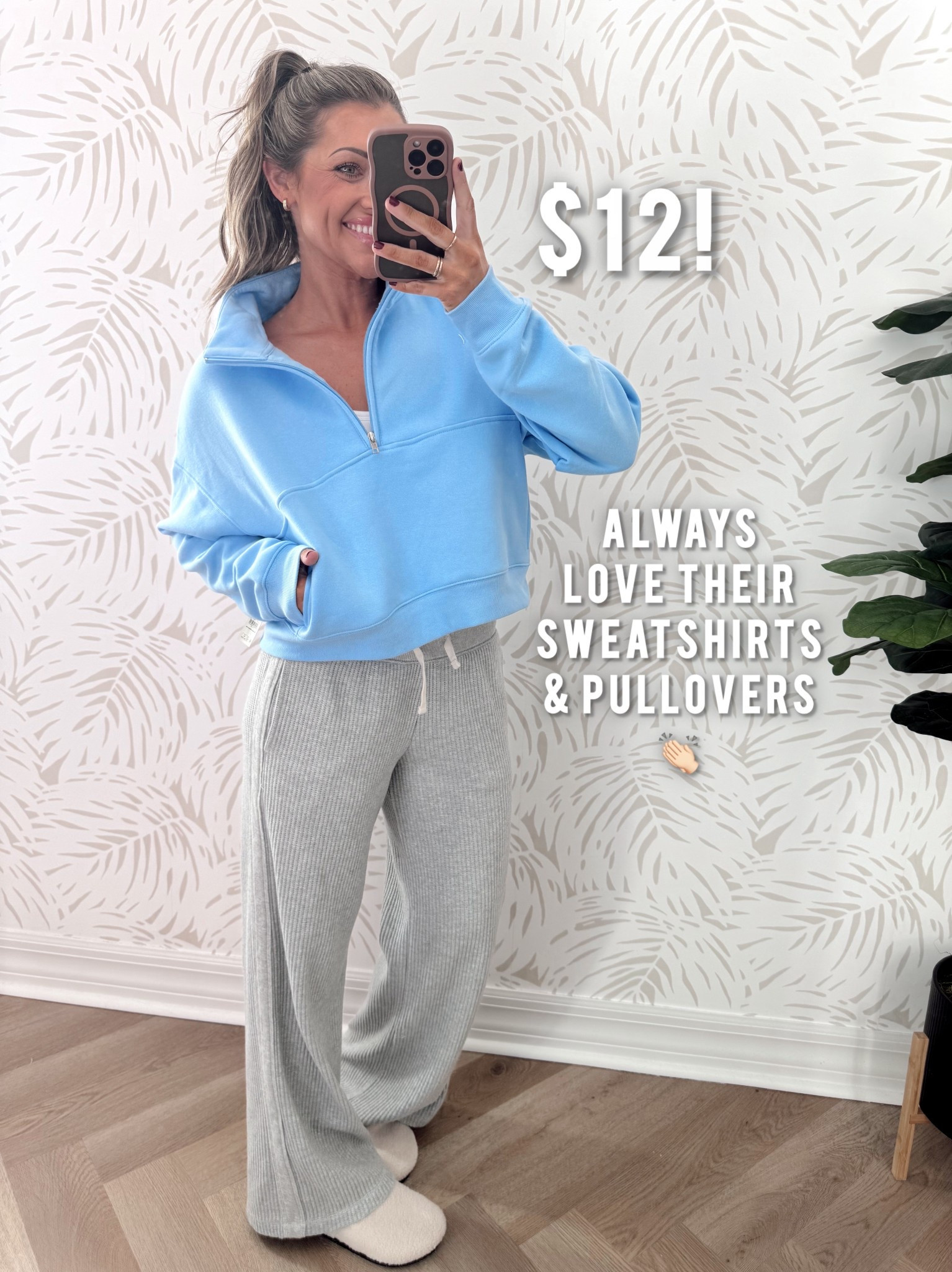 Sized up to L pullover // XS pants 