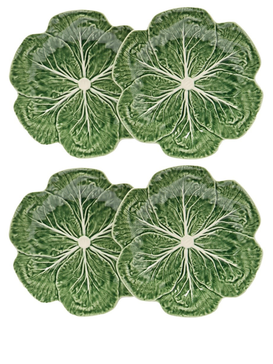 Set of four cabbage earthenware dinner plates | Bordallo Pinheiro | Matches (APAC)