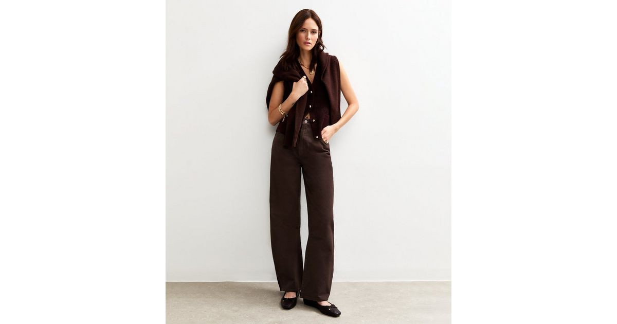 Dark Brown Long Barrel Leg Jeans | New Look | New Look (UK)