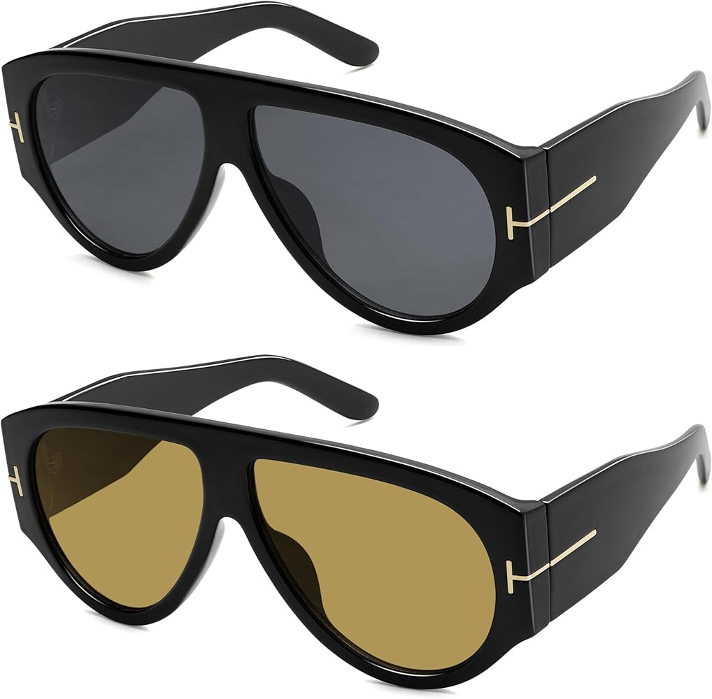 HERJOUR Oversized Retro Aviator Sunglasses Womens Mens 70s Classic Vintage Sun Glasses AR82227 | Amazon (US)