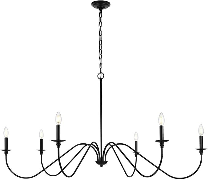 Rohan 54" 6-Light Transitional Metal Chandelier in Matte Black | Amazon (US)