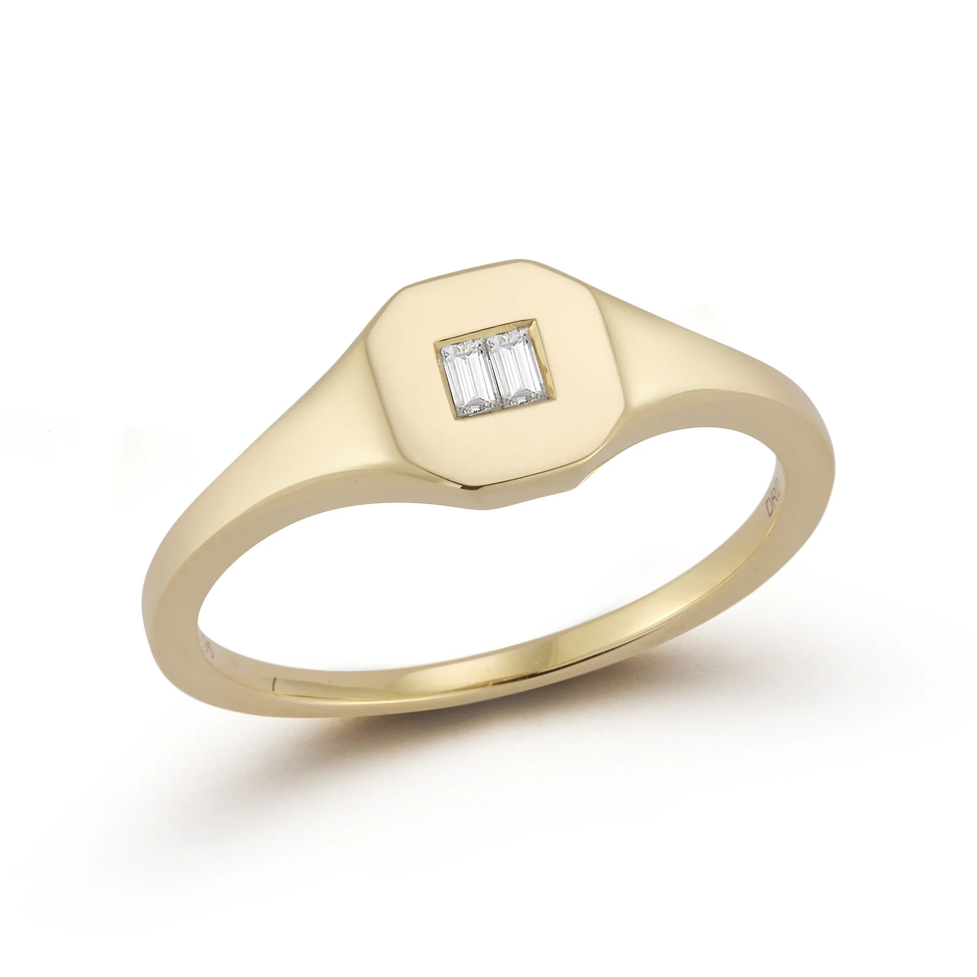 Diamond Stacking Rings: Sadie Pearl Double Baguette Signet Ring | Dana Rebecca Designs