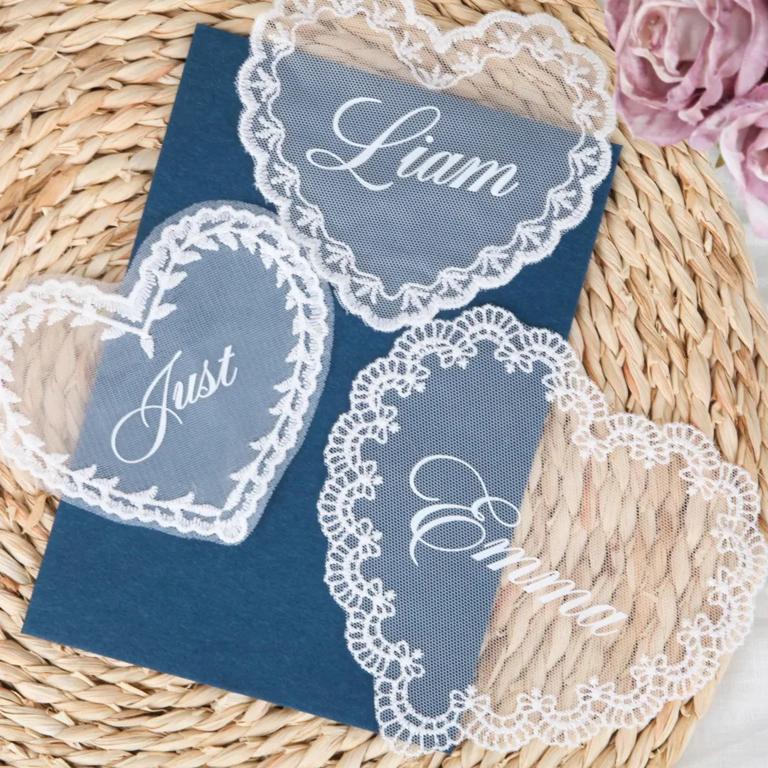 Personalized Sheer Lace Place Cards, Transparent Name Cards for Wedding, Elegant Reception Table ... | Etsy (US)