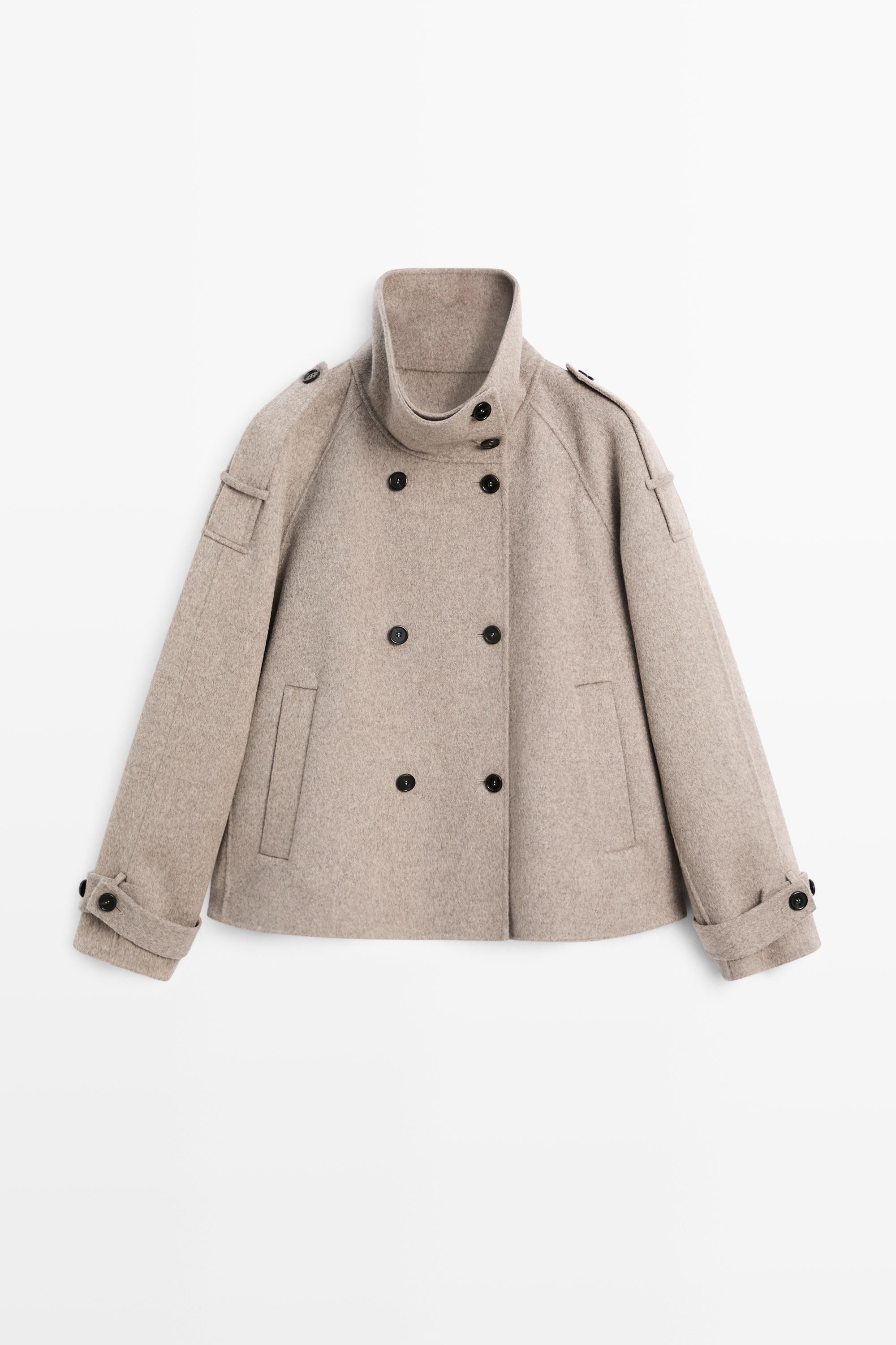 Cropped button detail trench coat | Massimo Dutti UK