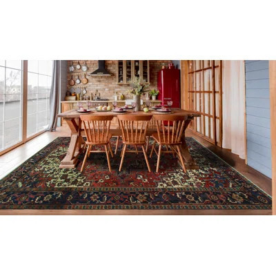 One-of-a-Kind Jānis Hand-Knotted 7'8" X 10'8" Area Rug in Red/Blue/Beige | Wayfair North America