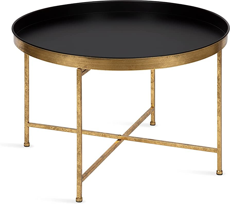 Kate and Laurel Celia Round Metal Coffee Table, 28.25x28.25x19, Black/Gold | Amazon (US)