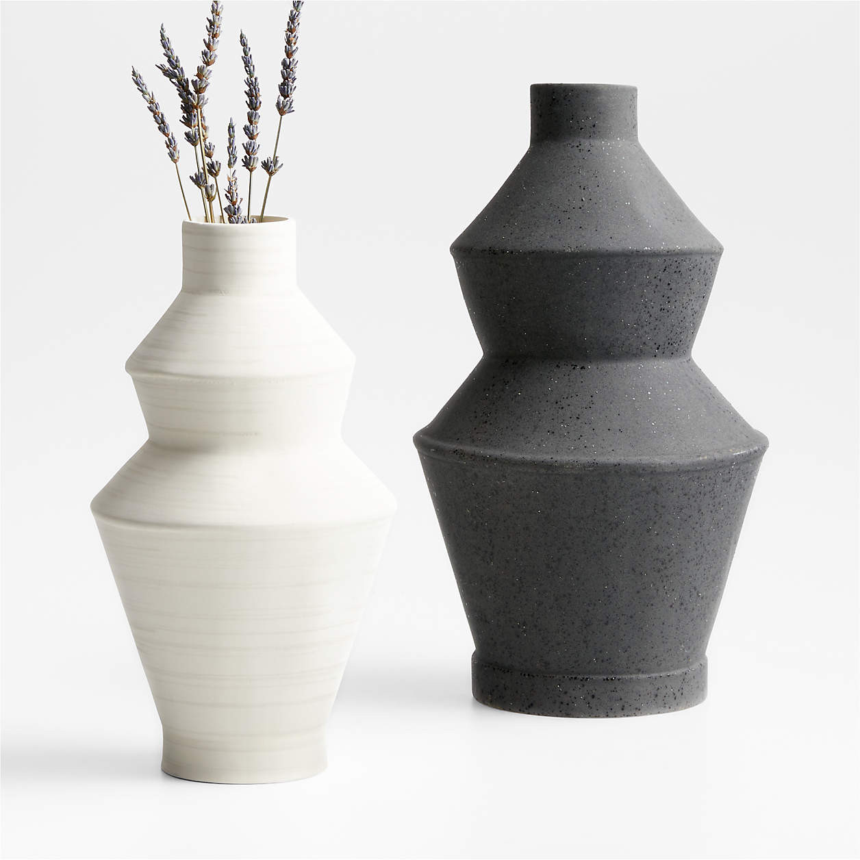 Angle Black Ceramic Vase 14" + Reviews | Crate & Barrel | Crate & Barrel