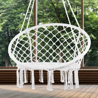 Hammock Hanging Swinging Chair Macramé Hanging Chair for Indoor & Outdoor | Wayfair North America