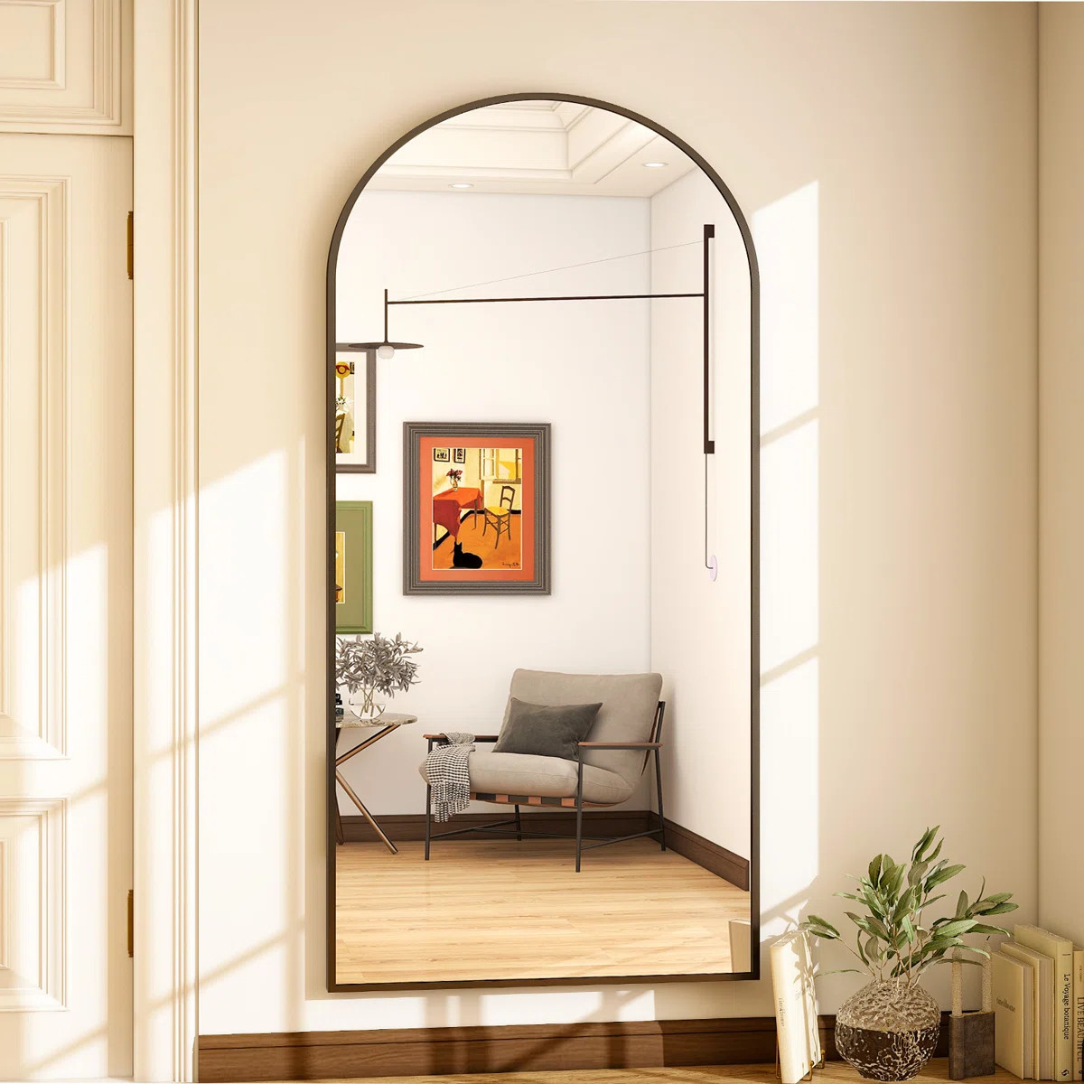 Latitude Run® Arched Metal Oversized Full Length Mirrors Wall Mirrors with Stand & Reviews | Way... | Wayfair North America